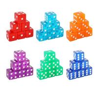 Gosknor 36pcs 19mm Acrylic Translucent D6 Casino Dice Set, 6 Colors: Blue, Purple, Red, Light Blue, Green, Yellow