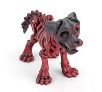 Gosknor 3D Printed Dog, 3D Printed Dog Skeleton PLA 3D Printed Animals Removable Flexible Anti-Stress Animals for Home Office Decoration (Red, Black)
