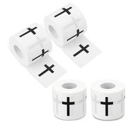 Gosknor 4 Roll Christian Cross Athletic Tape, 2in x 23ft Cotton Religious Sport Ankle Wrist Tape Wrap with Serrated Edges for Gymnastics Tennis Boxing Football Baseball Athlete (White)