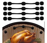 Gosknor 4 Sets Air Fryer Magnet Silicone Buckle, Secure Locking Disposable Liners Heat-Resistant & Prevent Paper Burns Magnetic Clips Holder for All Iron Air Fryer Accessories (Black)