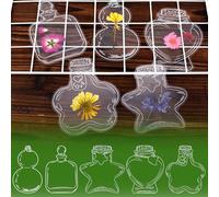 Gosknor 40pcs Transparent Dried Flower Bookmark, 5 Styles Clear Dry Pressed Flowers Book Marks DIY Transparent Floral Tool Kit for Embossed Page Reading Scrapbook