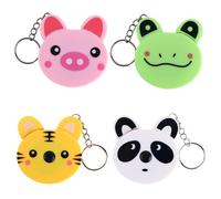 Gosknor 4pcs Cartoon Measure Tapes, 60in Body Measuring Tape Retractable Cute Tiger/Pig/Frog/Panda Animal Small Sewing Tape Measure with Keyring for Kids, Tailors, Toddler Home DIY Crafts (4 Styles)