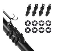 Gosknor 4pcs Magnetic Hook Keeper, Black Fishing Hook Holder with 2 Sizes Rubber Rings, Durable Fishing Rod Keeper