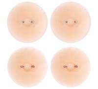 Gosknor 4pcs Pierced Chest Pasties, Reusable Silicone Pads with Piercing Waterproof Adhesive Comfortable Invisible Fake Breast Patch Protectors for Women (Nude)