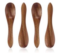 Gosknor 4pcs Small Wooden Spoons Set, 3.54 Inch Mini Wood Serving Spoons for Eating Honey Teaspoons for Stirring Coffee Tea Jar Condiment Sugar Spice Kitchen Cooking Utensils