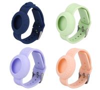 Gosknor 4pcs Waterproof Bracelet for Airtag, Soft Silicone GPS Tracker Watch Wristband Lightweight Hidden Holder Compatible with Air Tag Band