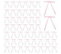 Gosknor 50pcs Pink Polyester Satin Ribbon Bows, 6.3x5.12 Inch, Multi-Purpose Decorative Ribbons for Gift Wrapping, Cake Treat Bags, Wedding, Baby Shower, Birthday Party