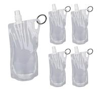 Gosknor 5pcs Hiking Collapsible Water Bottles with Spring O Clip, 1L Foldable Backpacking Water Bottle BPA-Free Liquids Storage Container Bag Jug for Traveling Camping Cycling Mountaineering (Clear)