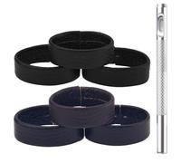 Gosknor 6pcs Genuine Leather Loop Keeper, 1.22/1.26/1.3 Inch Cowhide Belt Loops with 4mm Puncher Straps Retainer Holder Ring Band for 1.1-1.57" Wide Belts/Straps