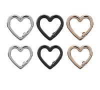 Gosknor 6pcs Heart Shaped Mini Carabiner Keychain, Cute Metal Locking Chain Clips Small Heart Carabiners for Key Backpack Dog Leashes & Water Bottles Camping Gear Everyday Use (2 Sizes)