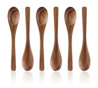 Gosknor 6pcs Small Wooden Spoons, 6.3in Mini Wood Serving Teaspoon Set for Honey Sugar Coffee Tea Desserts Multiple-Use Kitchen Utensils for Stirring Cooking Daily Use