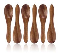 Gosknor 6pcs Small Wooden Spoons Set, 3.54 Inch Mini Wood Serving Spoons for Eating Honey Tiny Teaspoons for Stirring Coffee Tea Jar Condiment Sugar Kitchen Cooking and Serving Utensils
