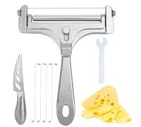 Gosknor 7pcs Cheese Slicer Kit, Durable Stainless Steel Wire Cheese Cutter Handheld with Wire Replacement Wrench Knife Comfortable Handle for Block Butter Adjustable Slicing Kitchen Tools