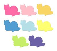 Gosknor 8 Packs Cat Sticky Notes, Portable Cute Sticky Note Colorful Paper Self-Stick Notepad for Office School Notebook Stationery Supplies & Gifts for Cat Lovers (8 Colors)