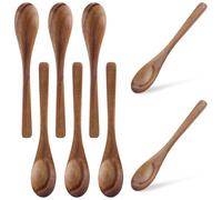 Gosknor 8pcs Small Wooden Spoons, 6.3in Mini Wood Serving Teaspoon Set for Honey Sugar Coffee Tea Desserts Multiple-Use Kitchen Utensils for Stirring Cooking Daily Use