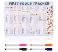 Gosknor Baby First Food Tracker Fridge Magnet, 12x8.46in Baby Food Checklist Magnetic Meal Planner Chart Dry Erase Daily Feeding Log Menu Essentials Baby Led Weaning Supply for New Parents Babysitter