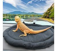 Gosknor Bearded Dragon Bed, Black Reptile Sleeping Hammock Cushion Lizard Couch Canvas Rubber Soft Mat Blanket Pad with Suction Cup for Car Bearded Dragon Carrier for Reptile Tank Accessories