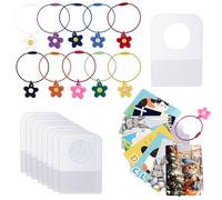 Gosknor Cards Rings and Tabs for Yoto Cards, Card Holder Organizer with 200 Self Adhesive Tabs and 10 Stainless Steel Flower Loops Kids Travel Carrier for Yoto Accessories Storage