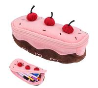 Gosknor Cute Pink Cherry Cake Pencil Case, 8.54x4.57 Inch Pencil Pouch Box Big Capacity Plush Pencil Bag Fuzzy Cherry Pencil Case Pen Organizer Bag Aesthetic Pen Holder Case for Girls Women Gift