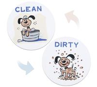 Gosknor Dishwasher Clean Dirty Magnet Sign, Funny Dog Reversible Double-Sided Flip Clean Dirty Indicator Magnet with Adhesive Metal Plate for Kitchen Refrigerator Laundry Room Accessories