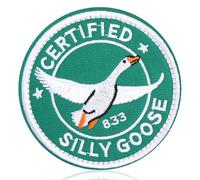 Gosknor Funny Goose Morale Patch, 3.11 Inch Diameter Silly Goose Military Patch, Round Cute Animal Meme Embroidered Emblem Applique, Repairing Cloth for Backpack Bag Hat Vest Jean Dog Harnesses