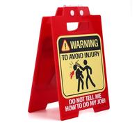 Gosknor Funny Office Desk Sign, 'WARNING, TO AVOID INJURY, DO NOT TELL ME HOW TO DO MY JOB!' Acrylic Red Playful Sign for Office Decor Desk Accessories Work Colleague Gifts