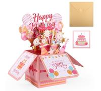 Gosknor Happy Birthday Pop up Card, Colorful Balloons & Fireworks 3D Gift Box with Envelope, Creative Gift Universal Birthday Greeting Card for Women, Mom, Daughter, Grandma, Aunt, Sister & Friends