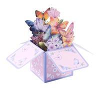 Gosknor Pop Up Happy Birthday Card, Delicate Butterfly Flowers 3D Greeting Card Pop Up Gift Box with Envelope for Female Women Daughter Mom Sister Niece Friends Ladies