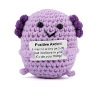 Gosknor Positive Axolotl Crochet, Knitted Axolotl Gifts Cute Inspirational Axolotl Toy Handmade Wool Positive Doll Animals for Friends Coworkers Birthday Gift Encouragement Tabletop Decoration