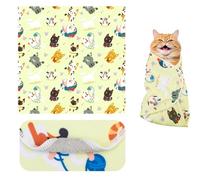 Gosknor Self-Adhesive Cat Grooming Burrito Wrap, 21.65x21.65in Anti-Scratch Swaddle Blanket for Nail Clipping Anti-Escape Calming Cat Restraint for Trimming Pet Grooming Accessories (Large)