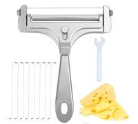 Gosknor Stainless Steel Wire Cheese Slicer, Handheld Cheese Cutter with 8 Replacement Wires & Wrench Food Slicer for Block Butter Cutter Tools