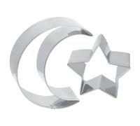 Gosknor Star and Moon Cookie Cutter, Stainless Steel Molds Cutters Moon Star Shaped Biscuit Form Night Sky Theme Biscuit Form for Pastry Cake Fondant Decor