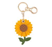 Gosknor Sunflower Keychain Compatible with AirTag, Cute Leather Keychain Leather Flower Keyring Sunflower Keychain Charm for Wallet Key Accessories