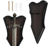 Gosknor Sword Wall Mount Set, Thick Wood Adjustable Sword Stand Holder Wall Mount Hanger Rack with Nails and Buckles Dagger Bow Axe Vertical Display Storage Supplies Accessories(Brown, Small)