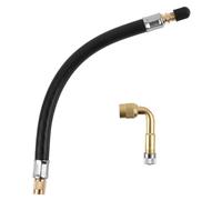 Gosknor Tire Valve Extension, 8.54 Inch Valve Stem Extension Rubber Hose Flexible Valve Stem Extender with 90 Degree Brass Tire Valve Extension Adapter for Cars Bike Motorcycles Bicycles Truck RVs