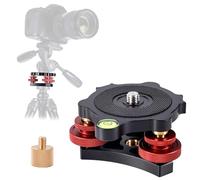 Gosknor Tripod Leveling Base with 3/8 to 1/4 Bracket Adapter, Aluminum Alloy Camera Leveler with Three Axis Tri-Wheel Head 3/8" Thread +/-5° Precision Adjustment for Macro Panoramic Photography LP64