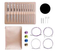 Gosknor Tunisian Crochet Hooks Set with Cables, Aluminum Interchangeable Circular Knitting Needles Kit for Beginners 3mm-10mm Long Crochet Hooks with Case for Weave Knitting & Crocheting Projects