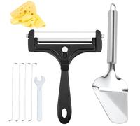 Gosknor Wire Cheese Slicer, Handheld Cheese Block Cutter Shaver Stainless Steel Cheeses Plane with 4 Extra Wires & Shovel & Wrench Adjustable Food Slicer for Butter Mozzarella Cheddar