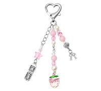 Gosknor Y2K Keychain, Cute Pink Key chain Novelty Keyring Aesthetic Y2K Heart Bow Star Strawberry Charms Keychain for Women Trendy Keychain Bag Purse Charm