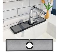 Gosmol Faucet mat for Kitchen Sink, Silicone & Stone Drying Mat for Kitchen Sink, Water Absorbing Stone Tray for Sink, Prevents Moisture Buildup - Sink Splash Guard for Bathroom Counter -Black