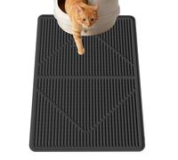 Gosmol Waterproof Cat Litter Mat XXL, 38" x 25" Litter Trapping Mat，Kitty Litter Box Mats Extra Large Easy Clean, Litter Trapping Catcher Mat, Cat Supplies & Accessories for Indoor Cats -Black