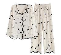 GOSO Girls Cotton Pyjamas Set Warm Loungewear Set Button Down Long Sleeves Long Pants Nightwear, Cute Stylish Sleepwear for Big Girls