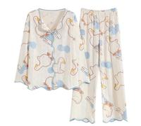 GOSO Girls Cotton Pyjamas Set Warm Loungewear Set Button Down Long Sleeves Long Pants Nightwear, Cute Stylish Sleepwear for Big Girls