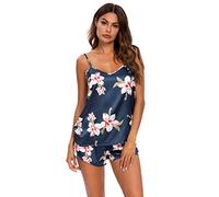 GOSO Ladies Pyjamas Set-Silk Pyjamas Women Button Down Ladies Satin Short Sleeveless Pyjamas Sleepwear Lady Nightwear Soft Lounge Sets