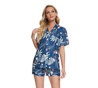 GOSO Ladies Pyjamas Set Silk Satin Pyjamas Women Button Down Ladies Satin Short Sleeves Pyjamas Sleepwear Lady Nightwear Soft Lounge Sets