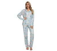 GOSO Ladies Pyjamas Set- Women Pyjamas Button Down Pjs for Women Sets Floral Patterned Long Sleeve Sleepwear Lady Nightwear Soft Lounge Sets for Ladies Pjs