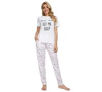 GOSO Ladies Pyjamas Set Women Pyjamas Pjs Short Sleeve Top and Pants Sleepwear Lady Nightwear Soft Lounge Sets Orange