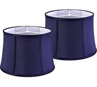 GOSO Large Drum Lamp Shade Blue Faux Silk Lamp Shades-Square Foldable Lampshades for Floor Lamps Table Lamp- 12x14x10 inch (Spider) Natural Fabric Lamp Shade Replacement Modern Shade-Easy Assembly