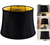 GOSO Medium Black Drum Lamp Shade for Table Lamps Floor Lamp-12x14x10 inch (Spider) Foldable Round Lampshades Faux Silk Lamp Shades Replcement/Rustic Shade-Easy Assembly