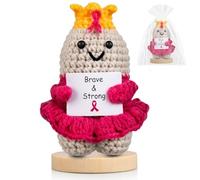 Gosodeny Breast Cancer Awareness Bulk Pink Ribbon Knitted Dolls Set Breast Cancer Gift for Women Cancer Warrior Fighter Charity Party Favors Emotional Inspirational Toy Gift for Cancer Survivor